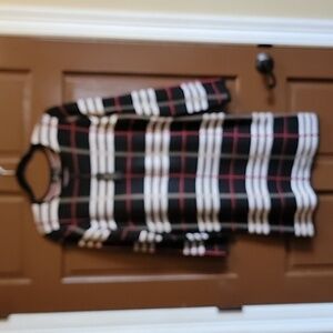 Melissa Paige-Blk, iv, red plaid sweater dress, long sleeved. PL. NWT.